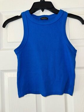 River Island Bright Blue Ribbed Crop Tank